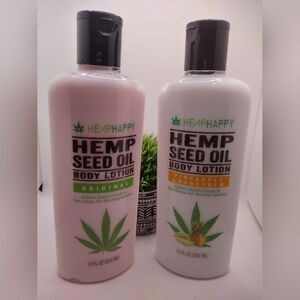 2pk HEMPHAPPY ORIGINAL/PINEAPPLE HEMP SEED OIL MOISTURIZING BODY LOTION 12oz